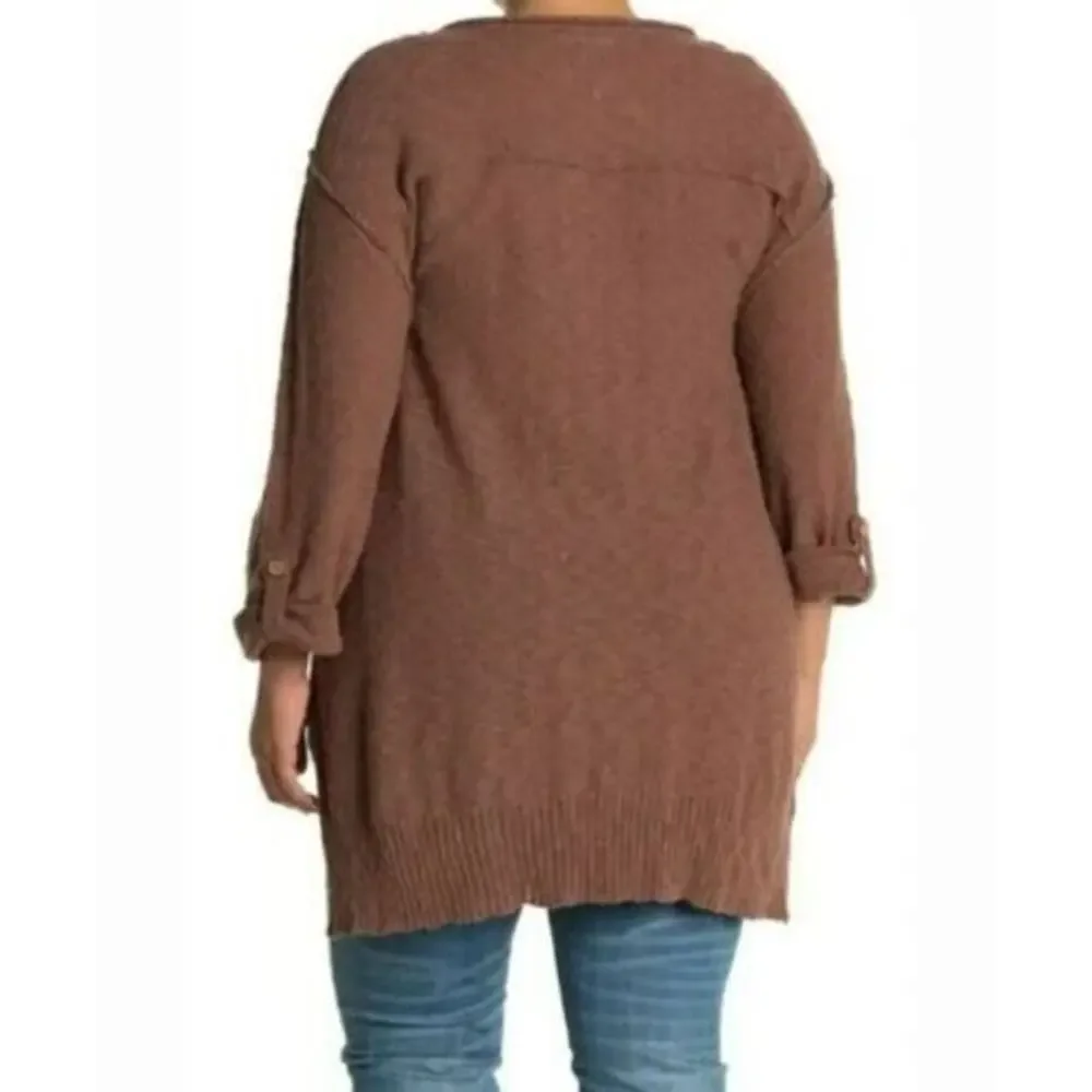 Stitchdrop Women's‎ Slub V-Neck Button Henley In Coconut Shell Small MSRP $72